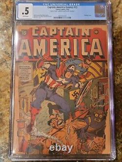 1942 Captain America Comics 15 CGC. 5 WW2 Nazi Bondage Cover RARE Stan Lee