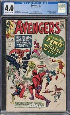 1964 Avengers #6 CGC VG 4.0 Off White 1st Appearance Baron Zemo Stan Lee Comics