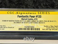 1973 Fantastic Four #133 CGC 9.0 Ramona Fradon, Joe Sinnott, Stan Lee +SIGNED x5