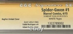 2015 SPIDER-GWEN #1 CGC 9.6 NM+ STAN LEE Signed Series Adam Hughes Variant Comic