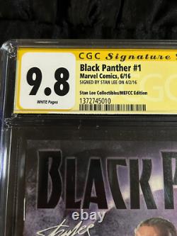 2016 Black Panther #1 CGC 9.8 with White Pages SIGNED Stan Lee Collectibles/MEFCC