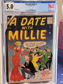 A Date With Millie # 7 From 1957 Stan Lee Dan DeCarlo CGC Graded 5.0 VG-Fine