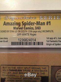 AMAZING SPIDER-MAN 1 CGC NG 15th Page Signed By STAN LEE