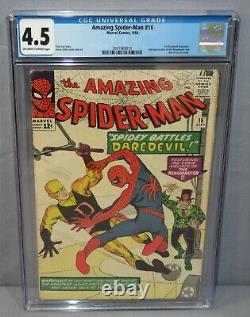 AMAZING SPIDER-MAN #16 (Daredevil 1st crossover) CGC 4.5 VG+ Marvel Comics 1964