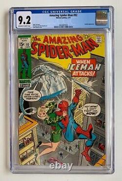 AMAZING SPIDER-MAN #92, CGC 9.2, Marvel Comics, Iceman appearance