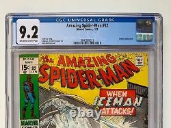 AMAZING SPIDER-MAN #92, CGC 9.2, Marvel Comics, Iceman appearance
