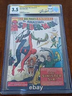 AMAZING SPIDER-MAN ANNUAL #1 CGC 3.5 SS Signed STAN LEE 1st Sinister Six 1964