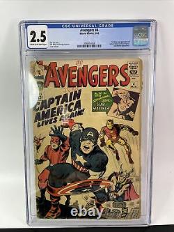 AVENGERS #4 CGC 2.5 FIRST SILVER AGE APPEARANCE OF CAPTAIN AMERICAMarvel 1964