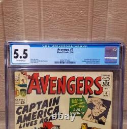 AVENGERS #4 CGC 5.5 1st Silver Age Appearance of Captain America 1 1964 SA
