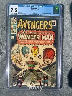 AVENGERS #9 CGC 7.5 1st WONDER MAN STAN LEE JACK KIRBY MARVEL COMICS 1964