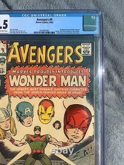 AVENGERS #9 CGC 7.5 1st WONDER MAN STAN LEE JACK KIRBY MARVEL COMICS 1964