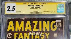 Amazing Fantasy 15 CGC 2.5 SS Stan Lee Grail 1st Spider-Man Check Descp. TY
