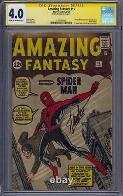 Amazing Fantasy #15 Cgc 4.0 Ss Signed Stan Lee 1st Spider-man Peter Parker