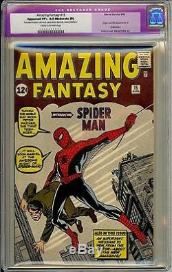 Amazing Fantasy #15 Cgc 8.5 Vf+ Restored Stan Lee Key Origin Book Rare