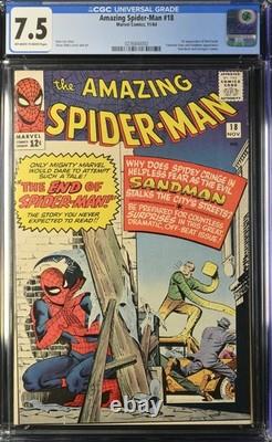 Amazing SPIDER-MAN #18 (1964) CGC 7.5 MARVEL 3RD SANDMAN APP Stan Lee Spiderman