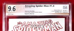 Amazing Spider-Man #1.4 PGX 9.6 NM+ Near Mint+ color Var signed STAN LEE +CGC