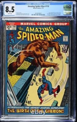 Amazing Spider-Man #110 (1972) CGC 8.5 WHITE 1st Gibbon, Stan Lee Finale