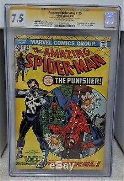 Amazing Spider-Man #129 (1974) CGC 7.5 SS 2x Signature Stan Lee & Romita AUTO