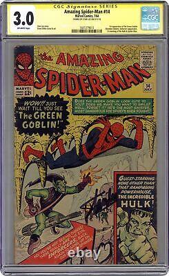 Amazing Spider-Man #14 CGC 3.0 SS Stan Lee 1964 1601279011 1st Green Goblin