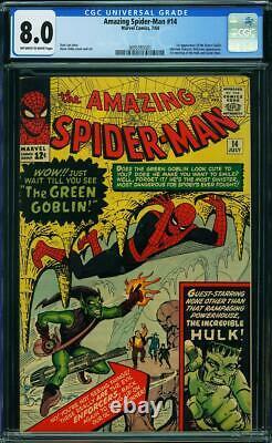 Amazing Spider-Man 14 CGC 8.0 1st Green Goblin owithw pages