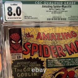 Amazing Spider-Man 14 CGC 8.0 Qualified 1964 Stan Lee Autographed