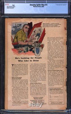 Amazing Spider-Man 15 08/64 CGC 1.0 1st Appearance of Kraven the Hunter