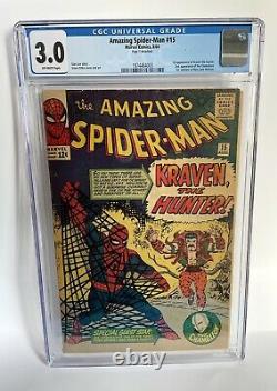 Amazing Spider-Man # 15 CGC 3.0 (1964) 1st Appearance Kraven The Hunter MCU Key