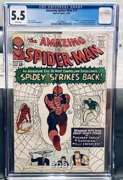 Amazing Spider-Man #19 (Marvel, 1964) Sandman, Human Torch. CGC 5.5 White Pages