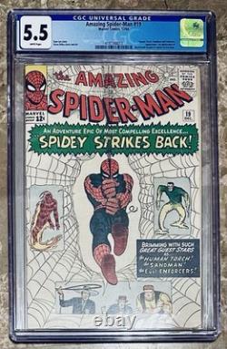 Amazing Spider-Man #19 (Marvel, 1964) Sandman, Human Torch. CGC 5.5 White Pages