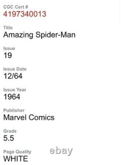 Amazing Spider-Man #19 (Marvel, 1964) Sandman, Human Torch. CGC 5.5 White Pages