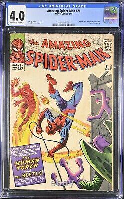 Amazing Spider-Man #21 (1965) CGC 4.0 Human Torch & Beetle Appearance