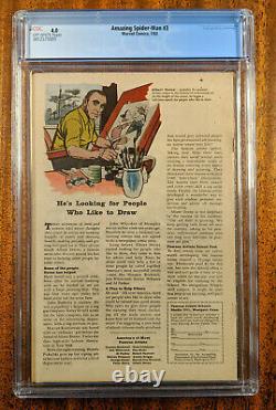 Amazing Spider-Man #3 Comic Book (CGC 4.0 Off-White Pages) Silver Age Key Issue