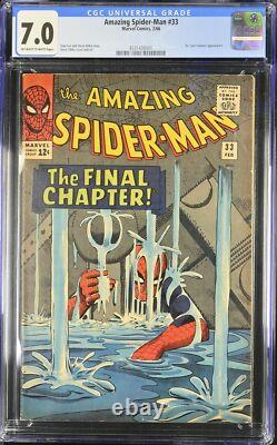 Amazing Spider-Man #33 CGC FN/VF 7.0 Classic Cover Stan Lee Ditko! Marvel 1966