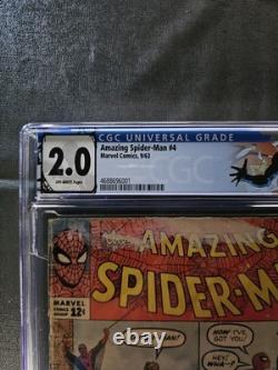 Amazing Spider-Man #4 1963 CGC 2.0 Origin and 1st appearance of Sandman OWithWP