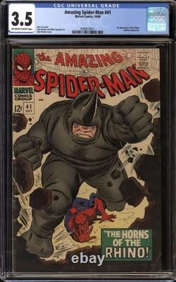Amazing Spider-Man 41 CGC 3.5 OW-W Pages 1st Rhino Marvel 1966 GradedComic