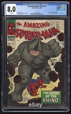 Amazing Spider-Man #41 CGC 8.0 White (Marvel 10/66) 1st appearance of the Rhino