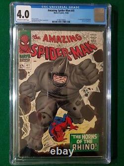 Amazing Spider-Man #41 CGC VG 4.0 OWithW 1st Appearance Rhino Stan Lee Romita 1966