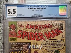Amazing Spider-Man #5 CGC 5.5 1963 Dr Doom Appearance Stan Lee