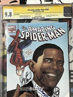 Amazing Spider-Man #583 CGC SS 9.8 Signed Stan Lee 5X & Sketched Obama WP