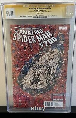 Amazing Spider-Man #700 Marvel Comics CGC 9.8 SIGNED x3 Stan Lee, Ramos, Slott