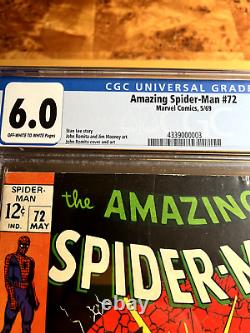 Amazing Spider-Man 72 CGC 6.0 (1969 Marvel Comics) John Romita Sr & Stan Lee