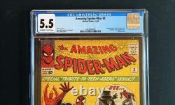 Amazing Spider-Man #8 CGC 5.5 1st Living Brain, Ditko Cover, Marvel 1964