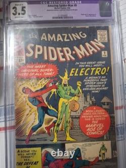 Amazing Spider-Man #9 CGC 3.5 Restored. 1st Electro. Silver Age Key