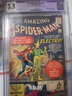 Amazing Spider-Man #9 CGC 3.5 Restored. 1st Electro. Silver Age Key