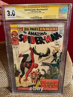 Amazing Spider-Man Annual #1 CGC 3.0 SS Signed by Stan Lee 1st Sinister Six