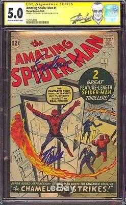 Amazing Spider-man 1 Cgc 5.0 Ss Stan Lee Quoted Excelsior! New Stan Lee Label