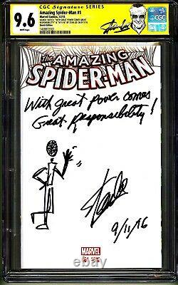 Amazing Spider-man #1 Cgc Ss 9.6 Stan Lee Signed Sketch Date Quote Comment 1/1