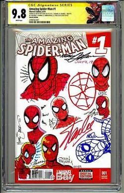 Amazing Spider-man #1 Cgc Ss 9.8 Signed & Sketched By Stan Lee & 8 Legends Rare