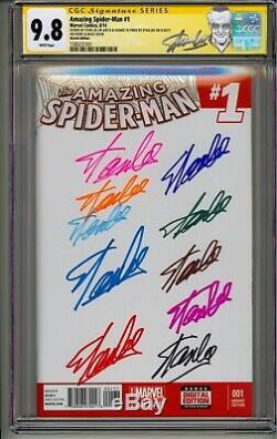 Amazing Spider-man #1 Cgc Ss 9.8 Stan Lee Signed 11x In Colored Sharpies 1/1