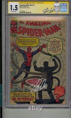 Amazing Spider-man #3 Cgc 1.5 Ss Signed Stan Lee Origin 1st App Doctor Octopus